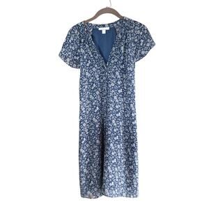 New York and Company Dress Size 8 Womens Button Down Short Sleeve Floral Summer